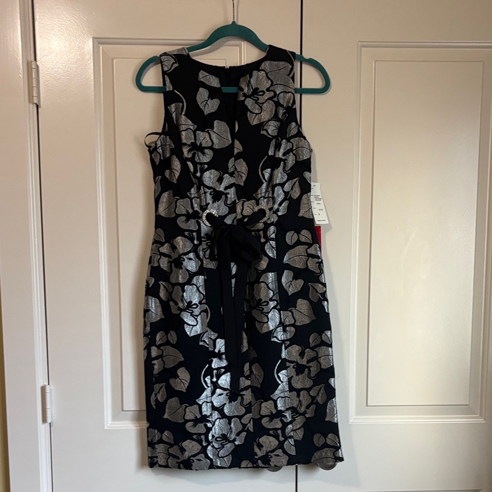 Elegant Black and Silver Floral Dress